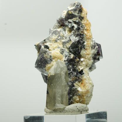 Bunte Phantom Fluorit, Schörl Turmalin, Muskovit, Rauchquarz Erongo, Namibia 56*31*30mm #13642
