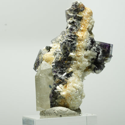 Bunte Phantom Fluorit, Schörl Turmalin, Muskovit, Rauchquarz Erongo, Namibia 56*31*30mm #13642