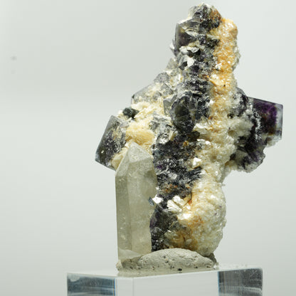 Bunte Phantom Fluorit, Schörl Turmalin, Muskovit, Rauchquarz Erongo, Namibia 56*31*30mm #13642