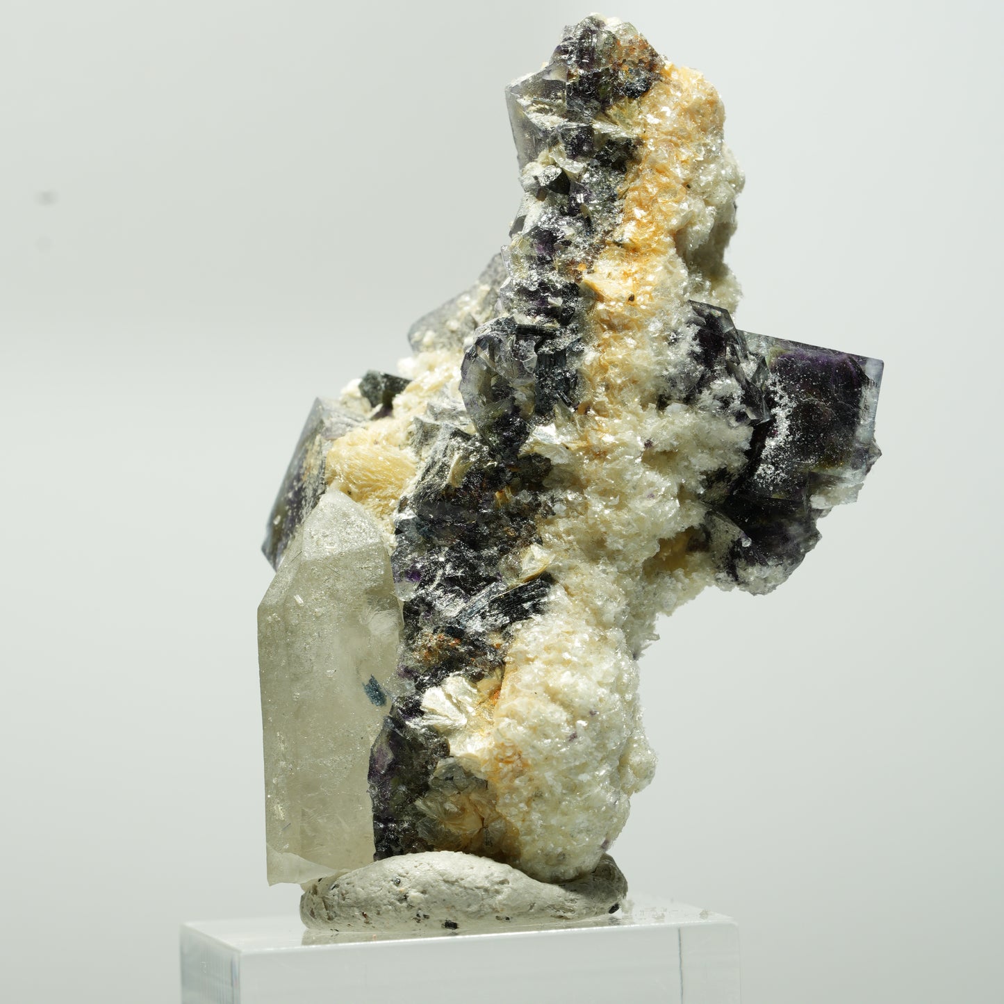 Bunte Phantom Fluorit, Schörl Turmalin, Muskovit, Rauchquarz Erongo, Namibia 56*31*30mm #13642