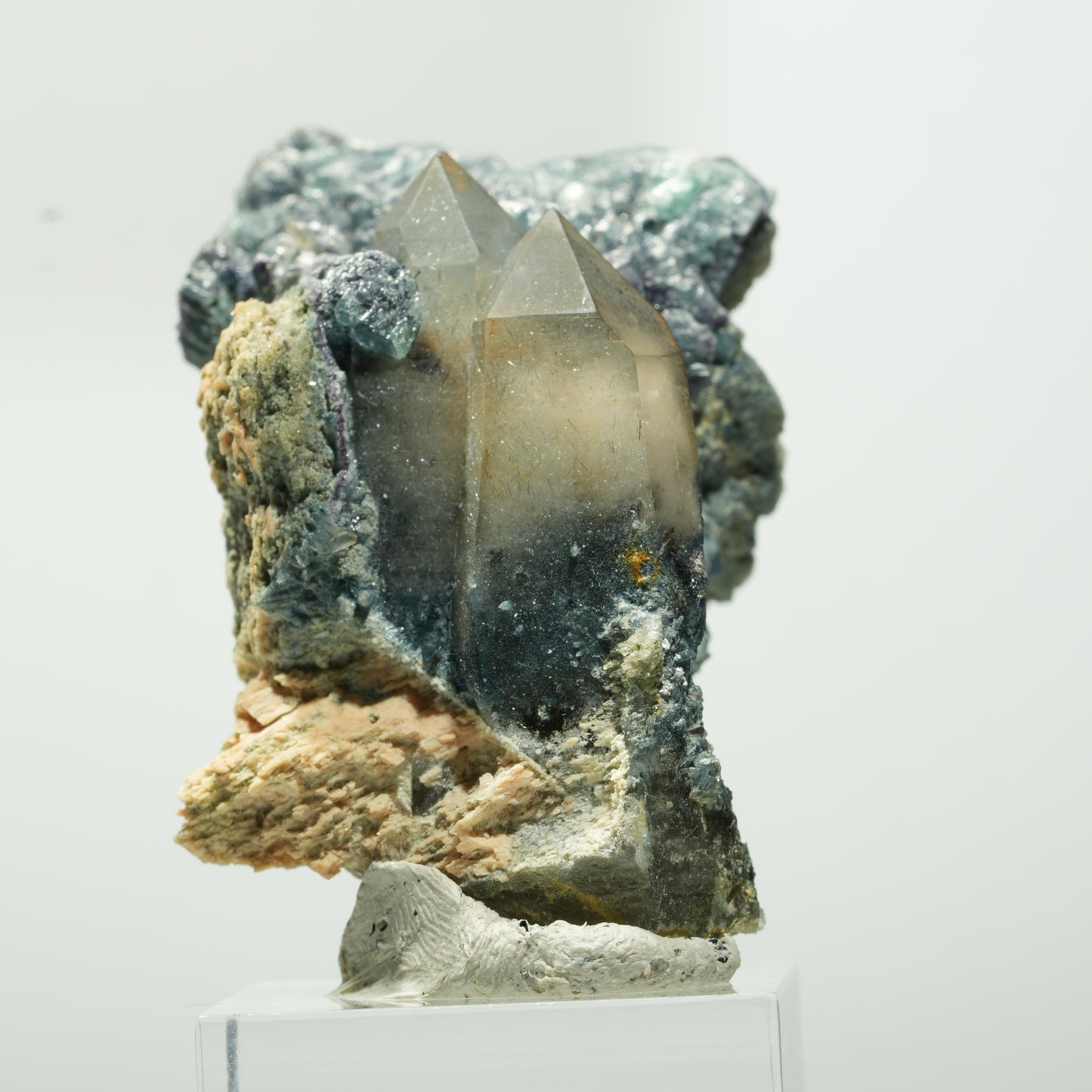 Seltene Phantom Fluorit, Orthoklas, Rauchquarz Stufe Erongo, Namibia 60*33*31mm #13643
