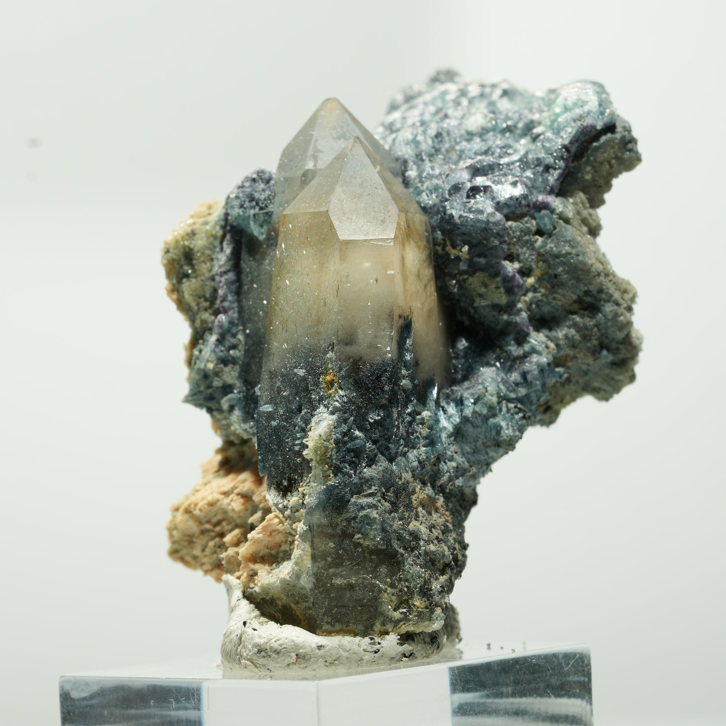 Seltene Phantom Fluorit, Orthoklas, Rauchquarz Stufe Erongo, Namibia 60*33*31mm #13643