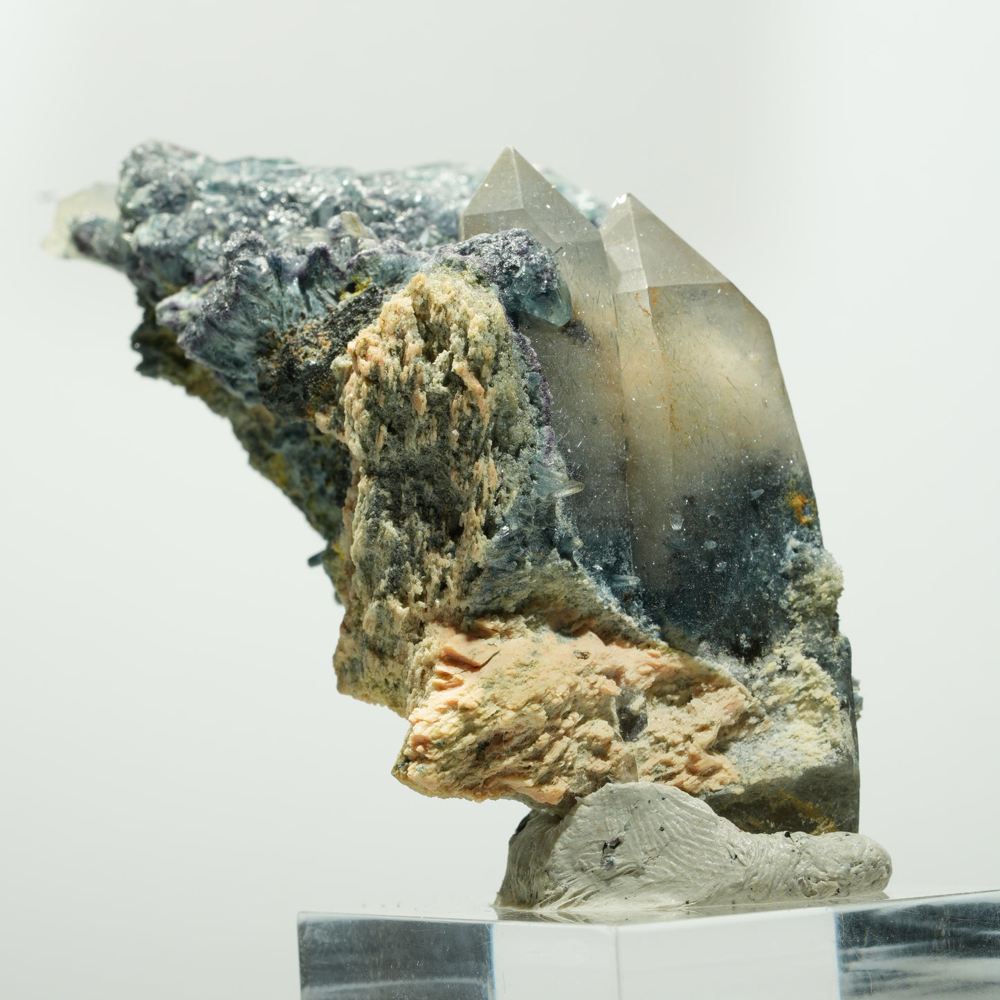 Seltene Phantom Fluorit, Orthoklas, Rauchquarz Stufe Erongo, Namibia 60*33*31mm #13643