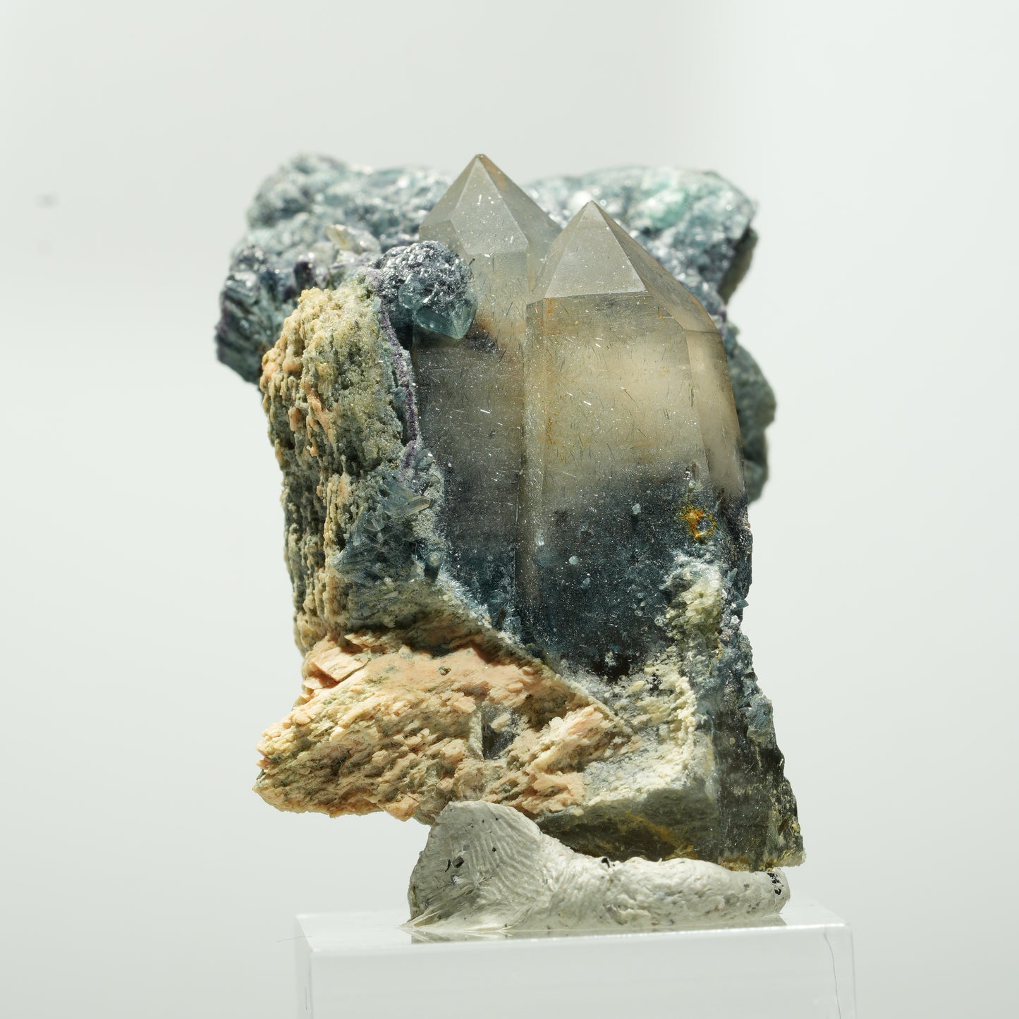 Seltene Phantom Fluorit, Orthoklas, Rauchquarz Stufe Erongo, Namibia 60*33*31mm #13643