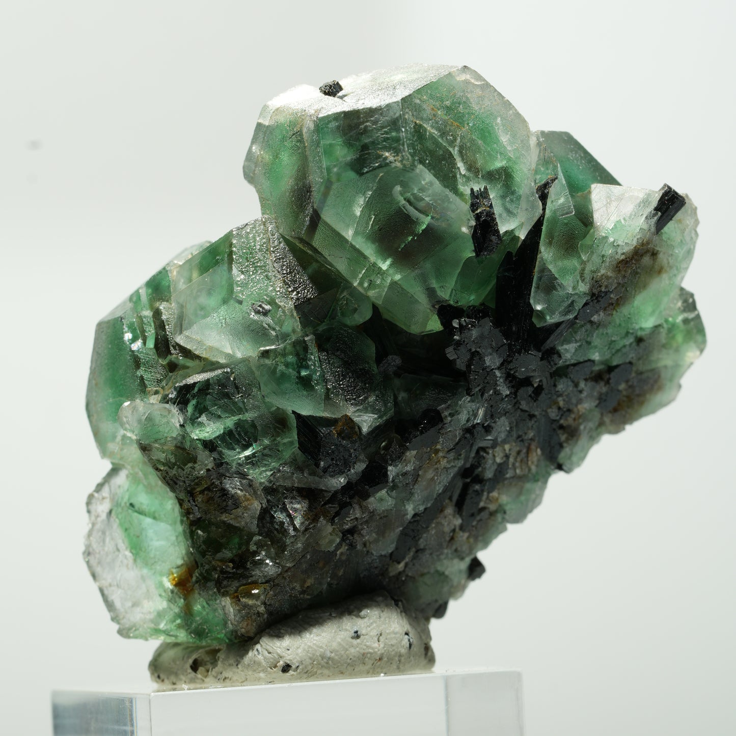 Phantom Fluorit hexagonal, Schörl Turmalin Stufe Erongo, Namibia 55*41*27mm #13644