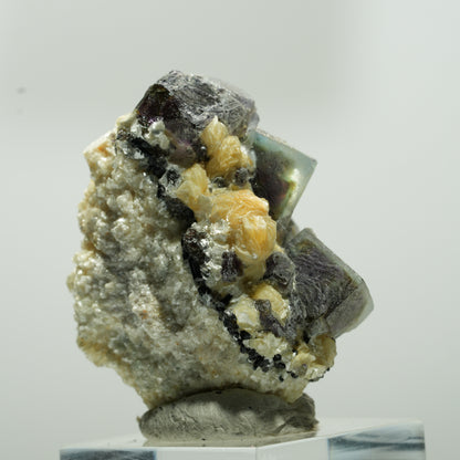Bunte Phantom Fluorit Würfel, Schörl Turmalin, Muskovit Erongo, Namibia 41*34*25mm #13645
