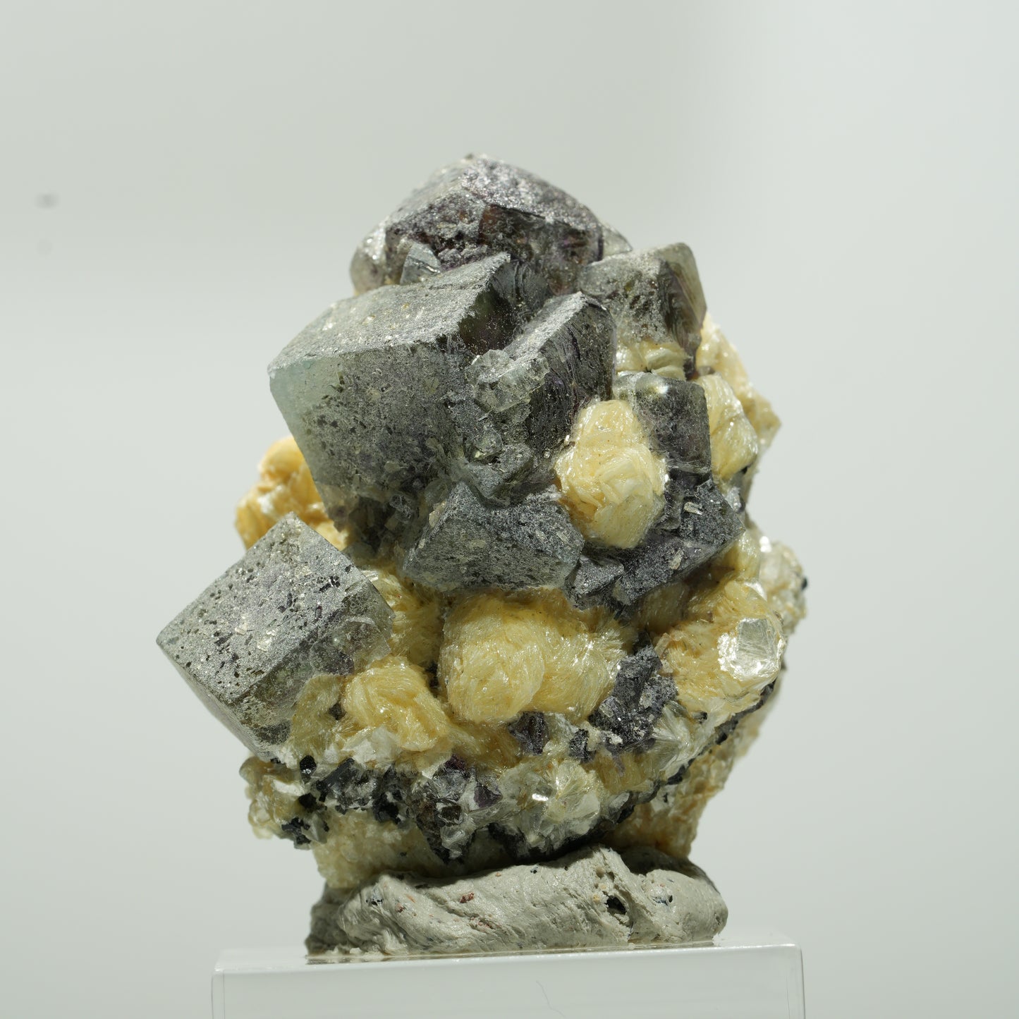 Bunte Phantom Fluorit Würfel, Schörl Turmalin, Muskovit Erongo, Namibia 41*34*25mm #13645