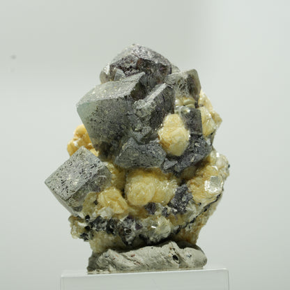 Bunte Phantom Fluorit Würfel, Schörl Turmalin, Muskovit Erongo, Namibia 41*34*25mm #13645