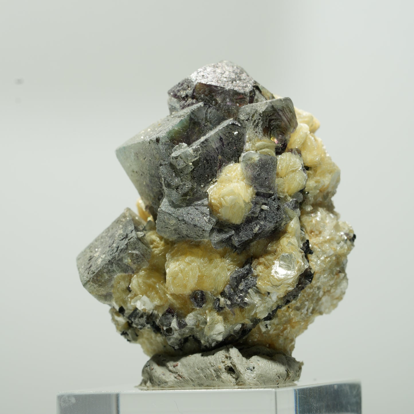 Bunte Phantom Fluorit Würfel, Schörl Turmalin, Muskovit Erongo, Namibia 41*34*25mm #13645