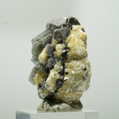Bunte Phantom Fluorit Würfel, Schörl Turmalin, Muskovit Erongo, Namibia 41*34*25mm #13645