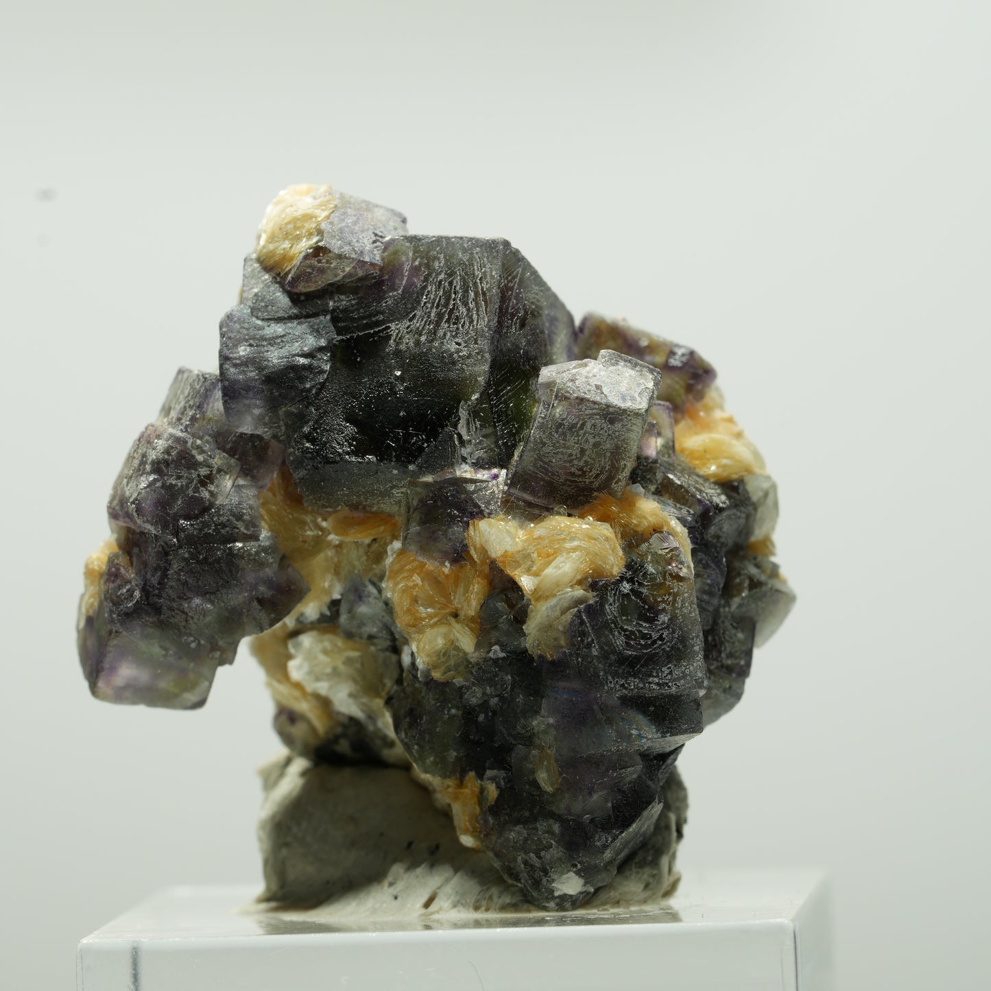 Bunte Phantom Fluorit Würfel, Schörl Turmalin, Muskovit Erongo, Namibia 29*28*26mm #13646