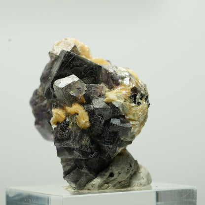 Bunte Phantom Fluorit Würfel, Schörl Turmalin, Muskovit Erongo, Namibia 29*28*26mm #13646