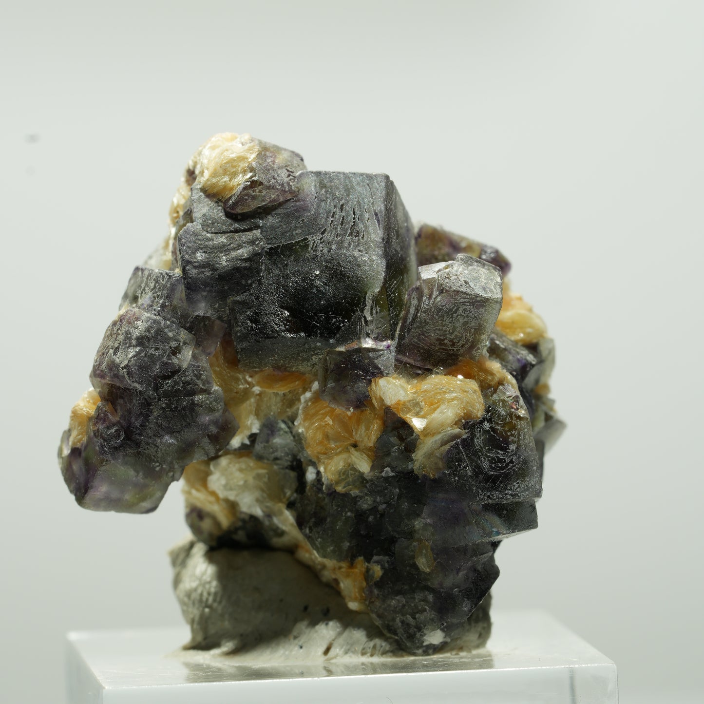 Bunte Phantom Fluorit Würfel, Schörl Turmalin, Muskovit Erongo, Namibia 29*28*26mm #13646