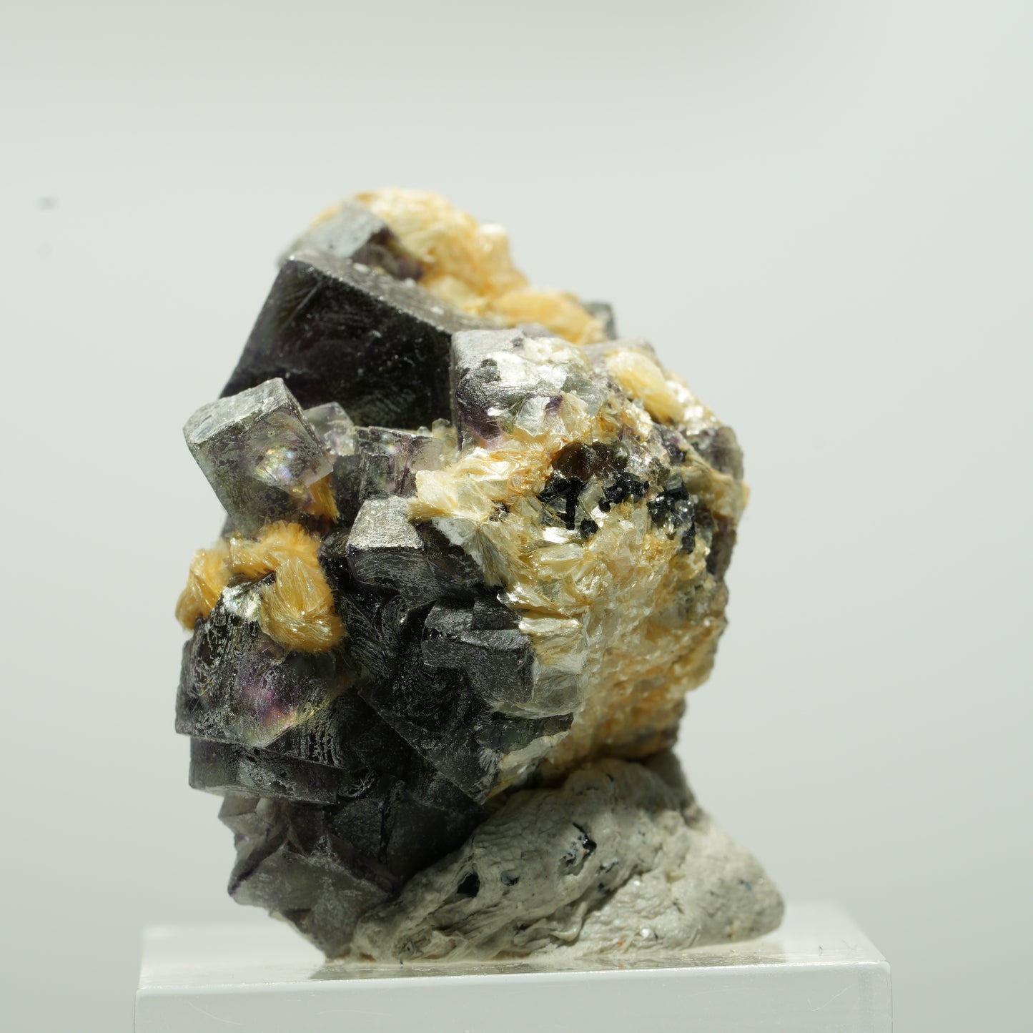 Bunte Phantom Fluorit Würfel, Schörl Turmalin, Muskovit Erongo, Namibia 29*28*26mm #13646