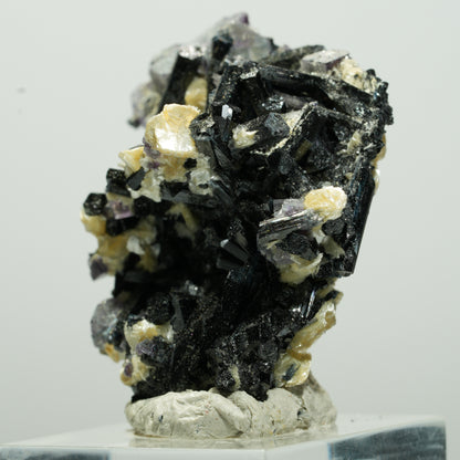 Bunte Phantom Fluorit Würfel, Schörl Turmalin, Muskovit Erongo, Namibia 40*32*22mm #13647