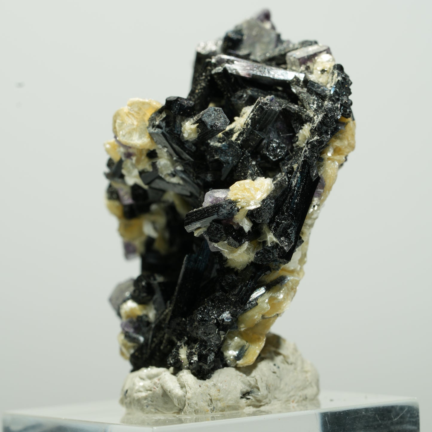 Bunte Phantom Fluorit Würfel, Schörl Turmalin, Muskovit Erongo, Namibia 40*32*22mm #13647