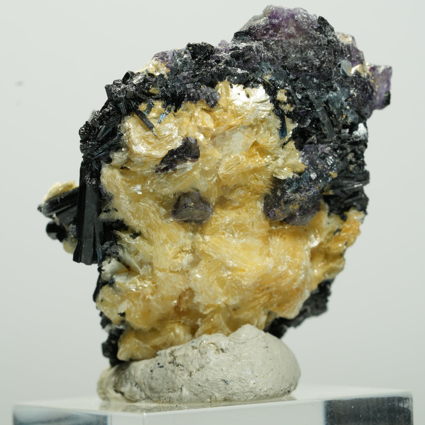 Bunte Phantom Fluorit Würfel, Schörl Turmalin, Muskovit Erongo, Namibia 40*32*22mm #13647
