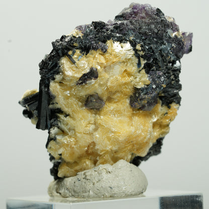 Bunte Phantom Fluorit Würfel, Schörl Turmalin, Muskovit Erongo, Namibia 40*32*22mm #13647
