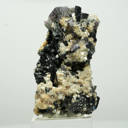 Bunte Phantom Fluorit Würfel, Schörl Turmalin, Muskovit Erongo, Namibia 58*33*31mm #13648