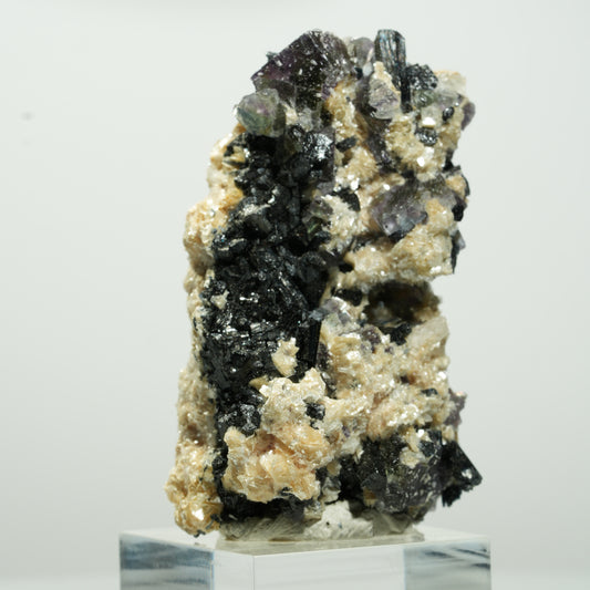Bunte Phantom Fluorit Würfel, Schörl Turmalin, Muskovit Erongo, Namibia 58*33*31mm #13648