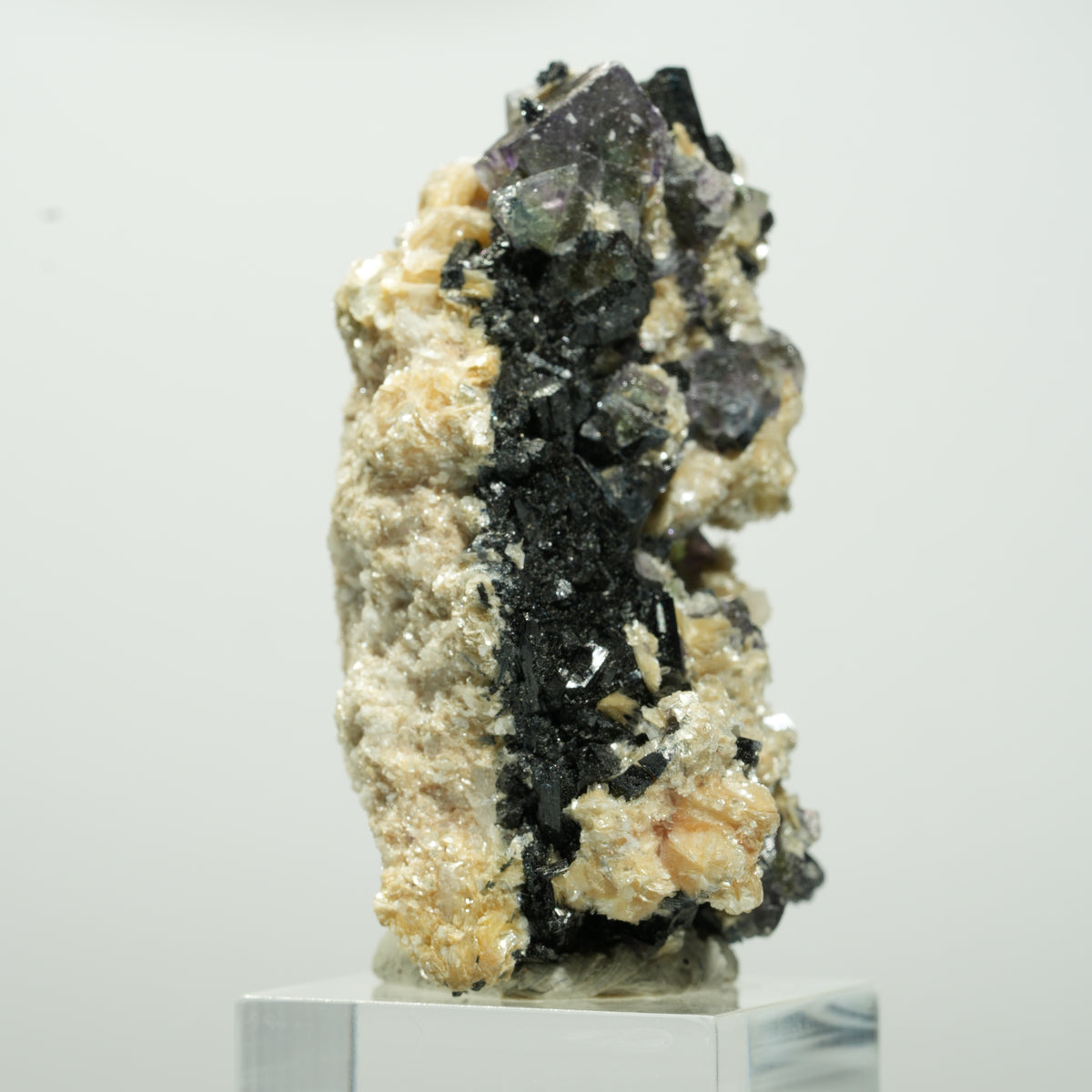 Bunte Phantom Fluorit Würfel, Schörl Turmalin, Muskovit Erongo, Namibia 58*33*31mm #13648