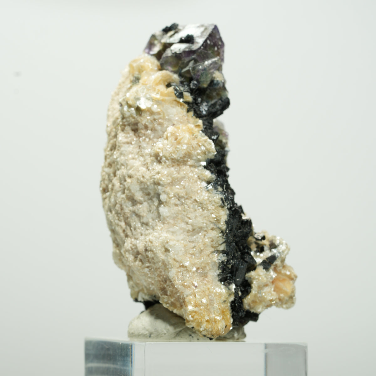 Bunte Phantom Fluorit Würfel, Schörl Turmalin, Muskovit Erongo, Namibia 58*33*31mm #13648