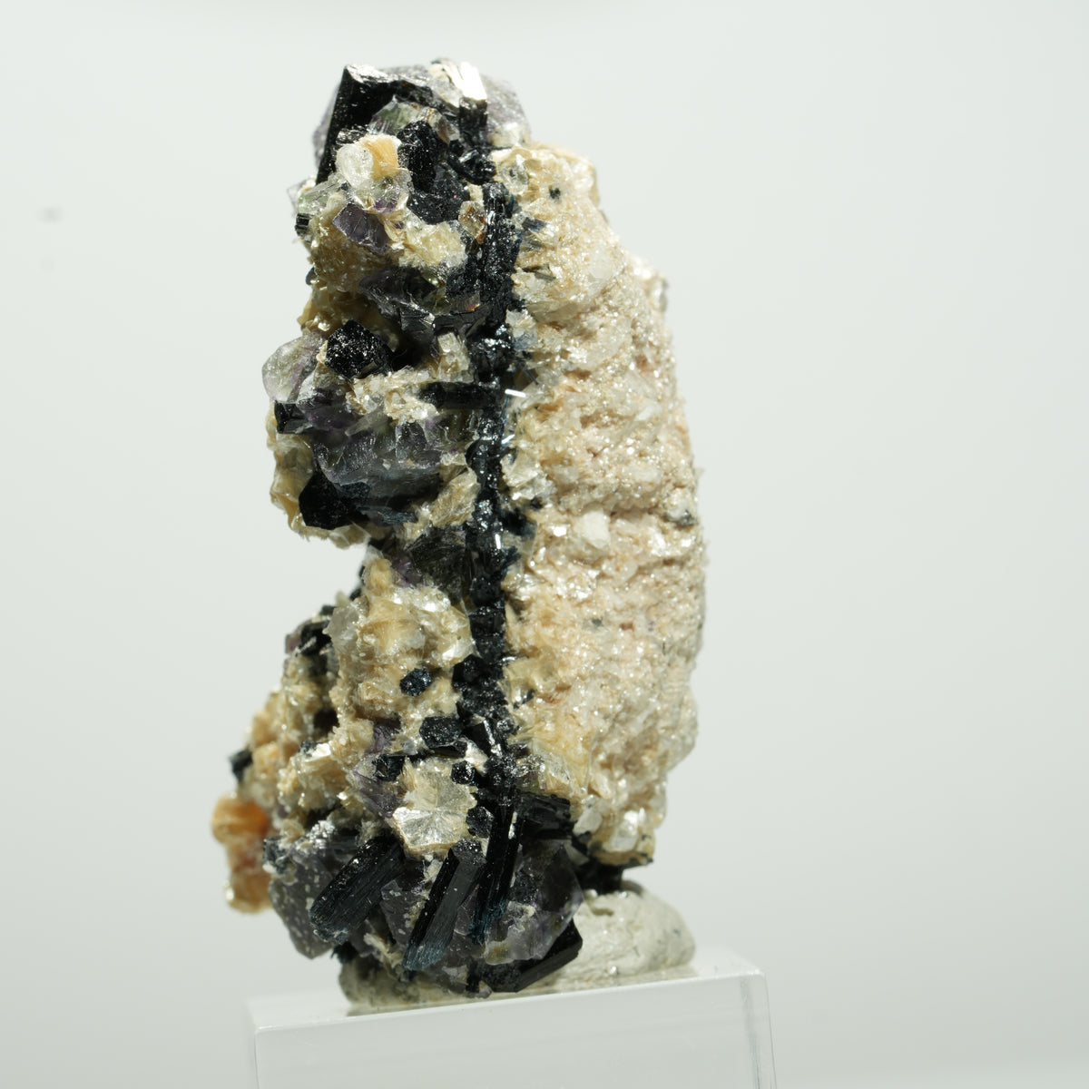 Bunte Phantom Fluorit Würfel, Schörl Turmalin, Muskovit Erongo, Namibia 58*33*31mm #13648
