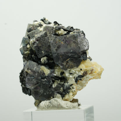 Bunte Phantom Fluorit Würfel, Schörl Turmalin, Muskovit Erongo, Namibia 46*46*33mm #13649