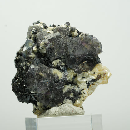 Bunte Phantom Fluorit Würfel, Schörl Turmalin, Muskovit Erongo, Namibia 46*46*33mm #13649