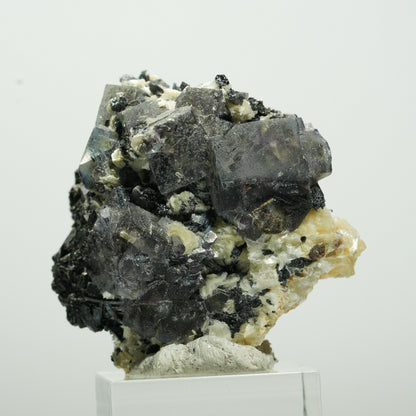 Bunte Phantom Fluorit Würfel, Schörl Turmalin, Muskovit Erongo, Namibia 46*46*33mm #13649