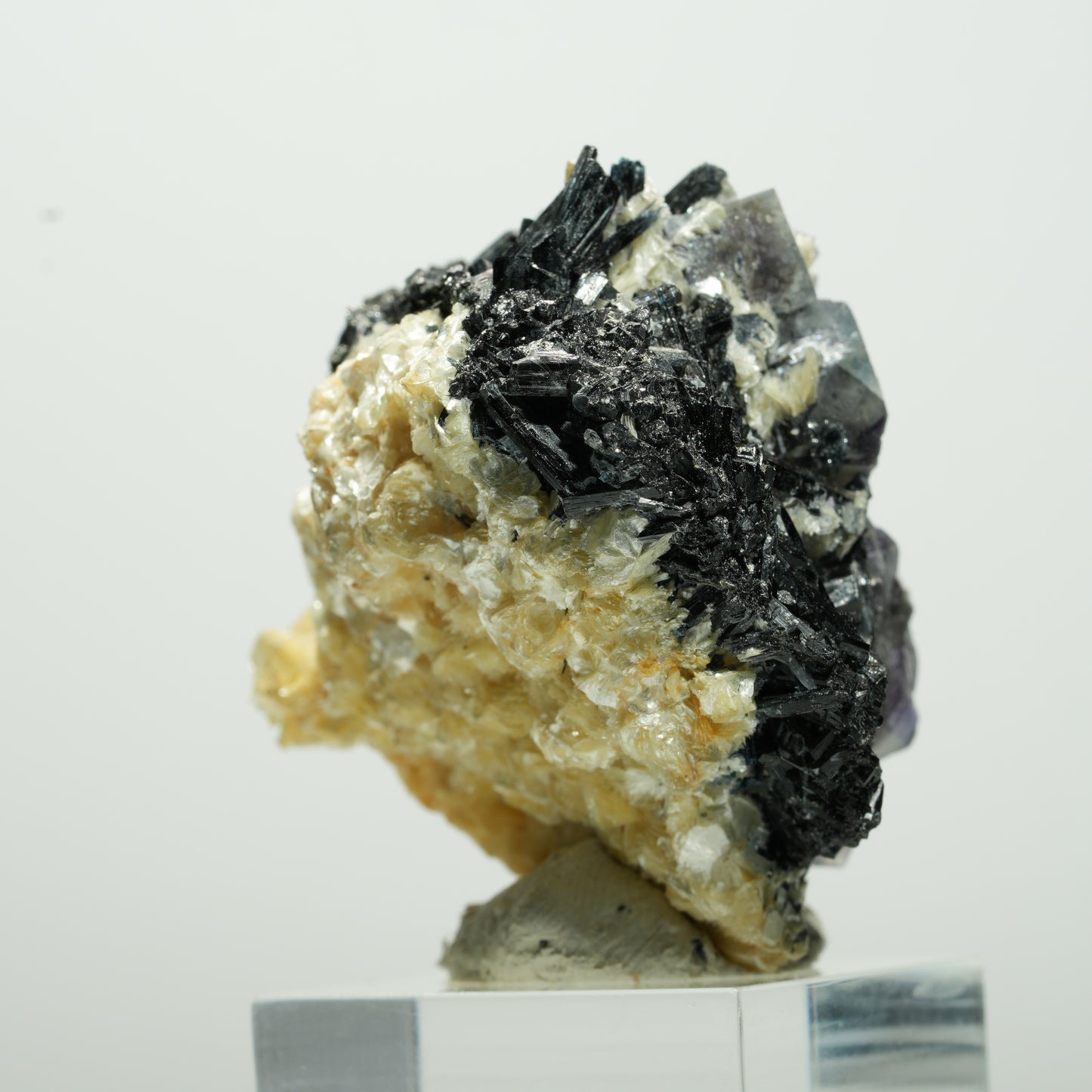 Bunte Phantom Fluorit Würfel, Schörl Turmalin, Muskovit Erongo, Namibia 46*46*33mm #13649