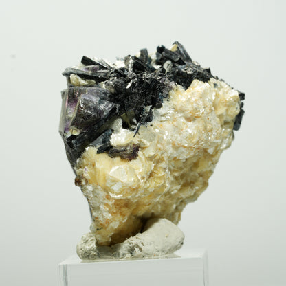 Bunte Phantom Fluorit Würfel, Schörl Turmalin, Muskovit Erongo, Namibia 46*46*33mm #13649