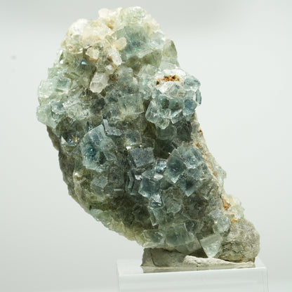 Cuboctaèdre de fluorine fantôme rare, sur gangue de quartz, Okorusu double face, Namibie 63*34*23mm #13650