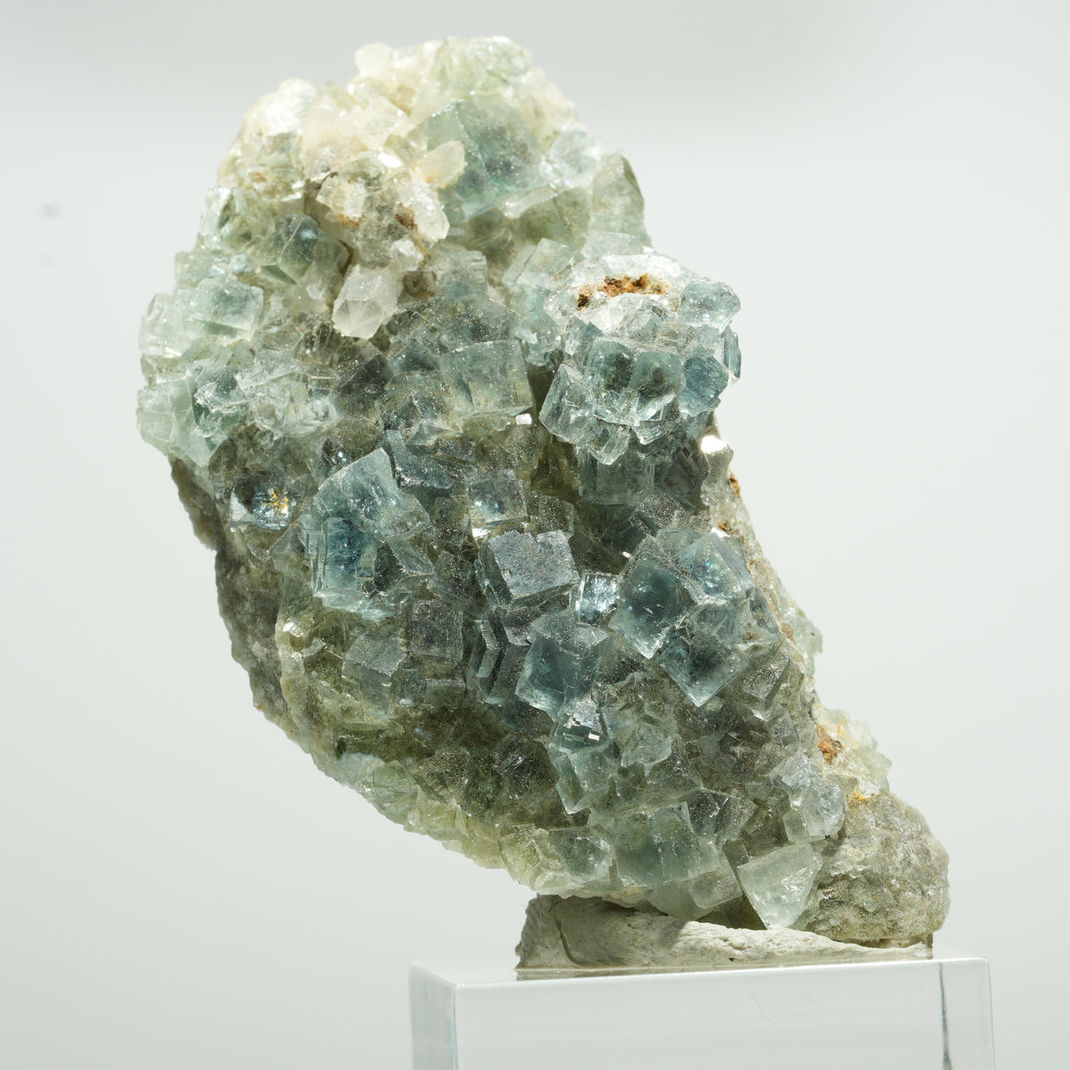 Cuboctaèdre de fluorine fantôme rare, sur gangue de quartz, Okorusu double face, Namibie 63*34*23mm #13650