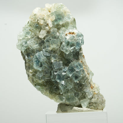 Cuboctaèdre de fluorine fantôme rare, sur gangue de quartz, Okorusu double face, Namibie 63*34*23mm #13650