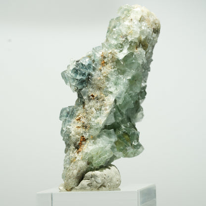 Cuboctaèdre de fluorine fantôme rare, sur gangue de quartz, Okorusu double face, Namibie 63*34*23mm #13650