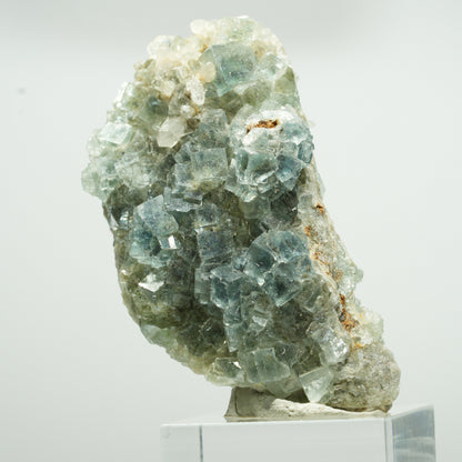 Cuboctaèdre de fluorine fantôme rare, sur gangue de quartz, Okorusu double face, Namibie 63*34*23mm #13650