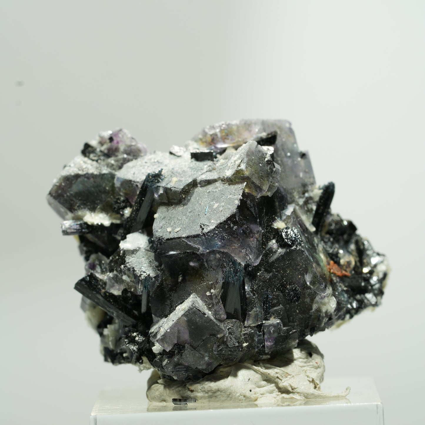 Bunte Phantom Fluorit Würfel, Schörl Turmalin, Muskovit Erongo, Namibia 37*28*26mm #13651