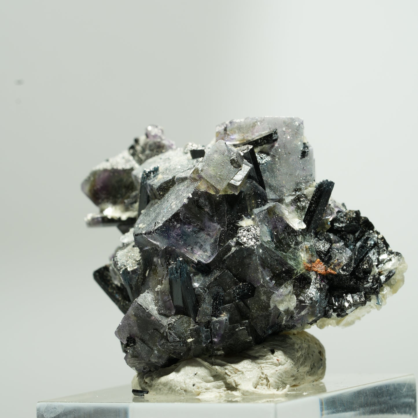 Bunte Phantom Fluorit Würfel, Schörl Turmalin, Muskovit Erongo, Namibia 37*28*26mm #13651