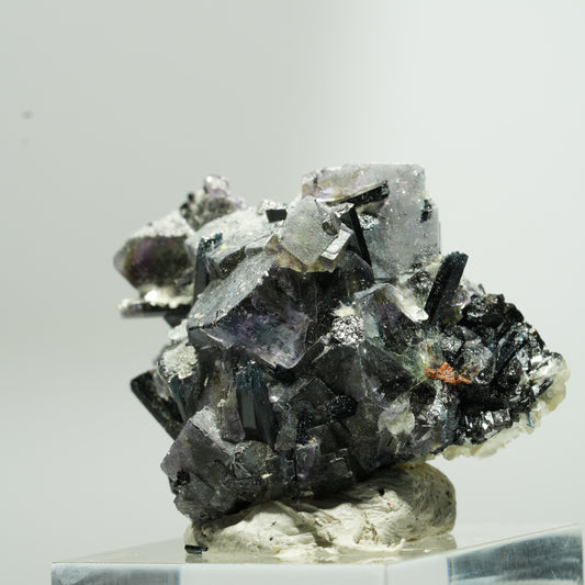 Bunte Phantom Fluorit Würfel, Schörl Turmalin, Muskovit Erongo, Namibia 37*28*26mm #13651