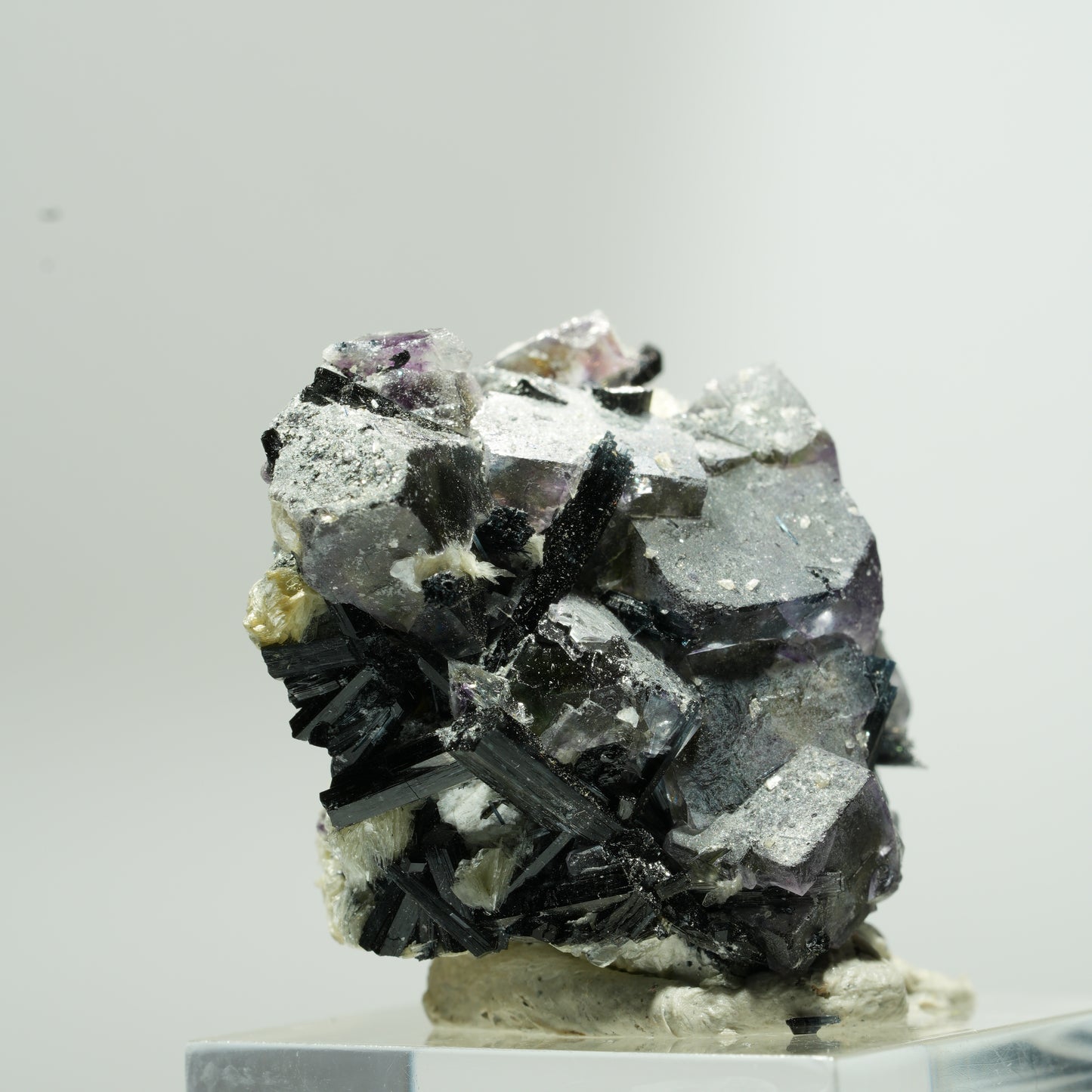 Bunte Phantom Fluorit Würfel, Schörl Turmalin, Muskovit Erongo, Namibia 37*28*26mm #13651