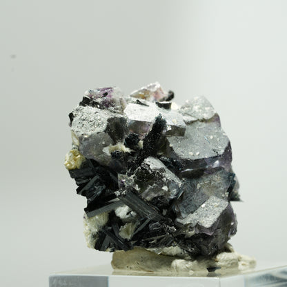 Bunte Phantom Fluorit Würfel, Schörl Turmalin, Muskovit Erongo, Namibia 37*28*26mm #13651