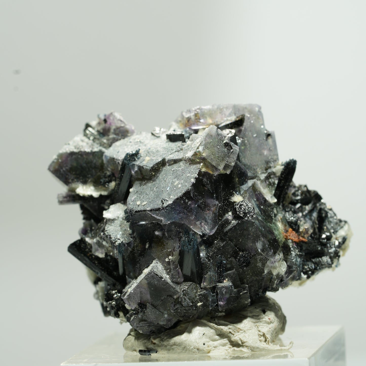 Bunte Phantom Fluorit Würfel, Schörl Turmalin, Muskovit Erongo, Namibia 37*28*26mm #13651