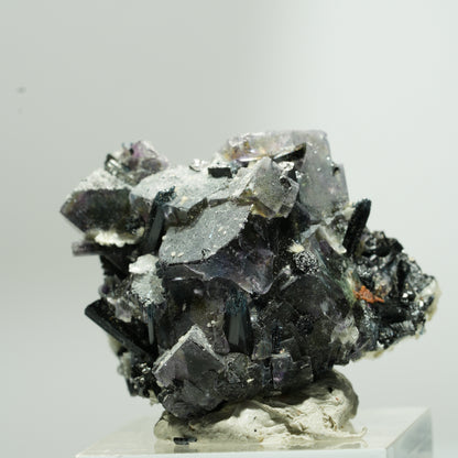 Bunte Phantom Fluorit Würfel, Schörl Turmalin, Muskovit Erongo, Namibia 37*28*26mm #13651
