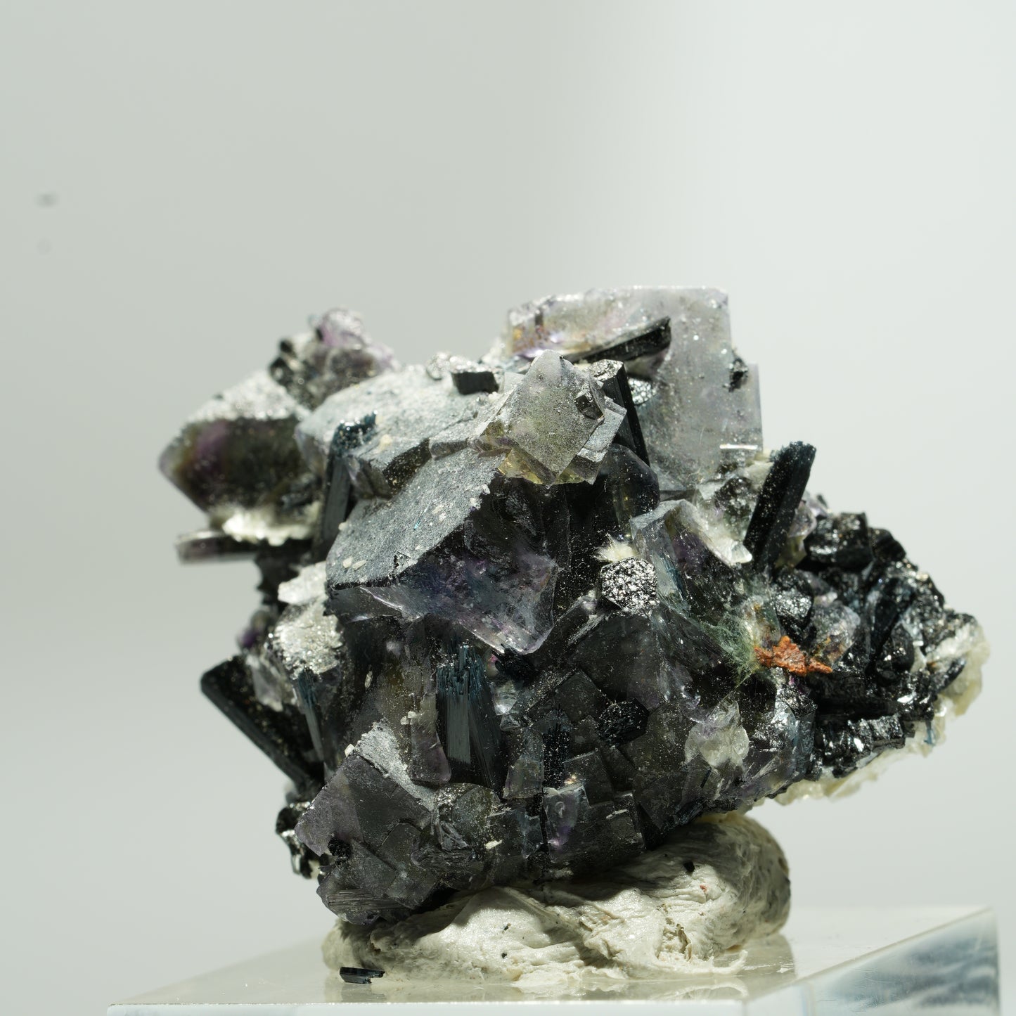 Bunte Phantom Fluorit Würfel, Schörl Turmalin, Muskovit Erongo, Namibia 37*28*26mm #13651