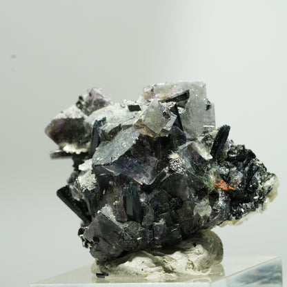 Bunte Phantom Fluorit Würfel, Schörl Turmalin, Muskovit Erongo, Namibia 37*28*26mm #13651