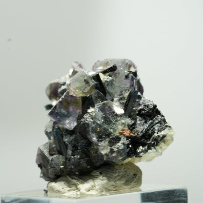 Bunte Phantom Fluorit Würfel, Schörl Turmalin, Muskovit Erongo, Namibia 37*28*26mm #13651