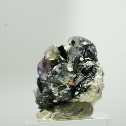Bunte Phantom Fluorit Würfel, Schörl Turmalin, Muskovit Erongo, Namibia 37*28*26mm #13651