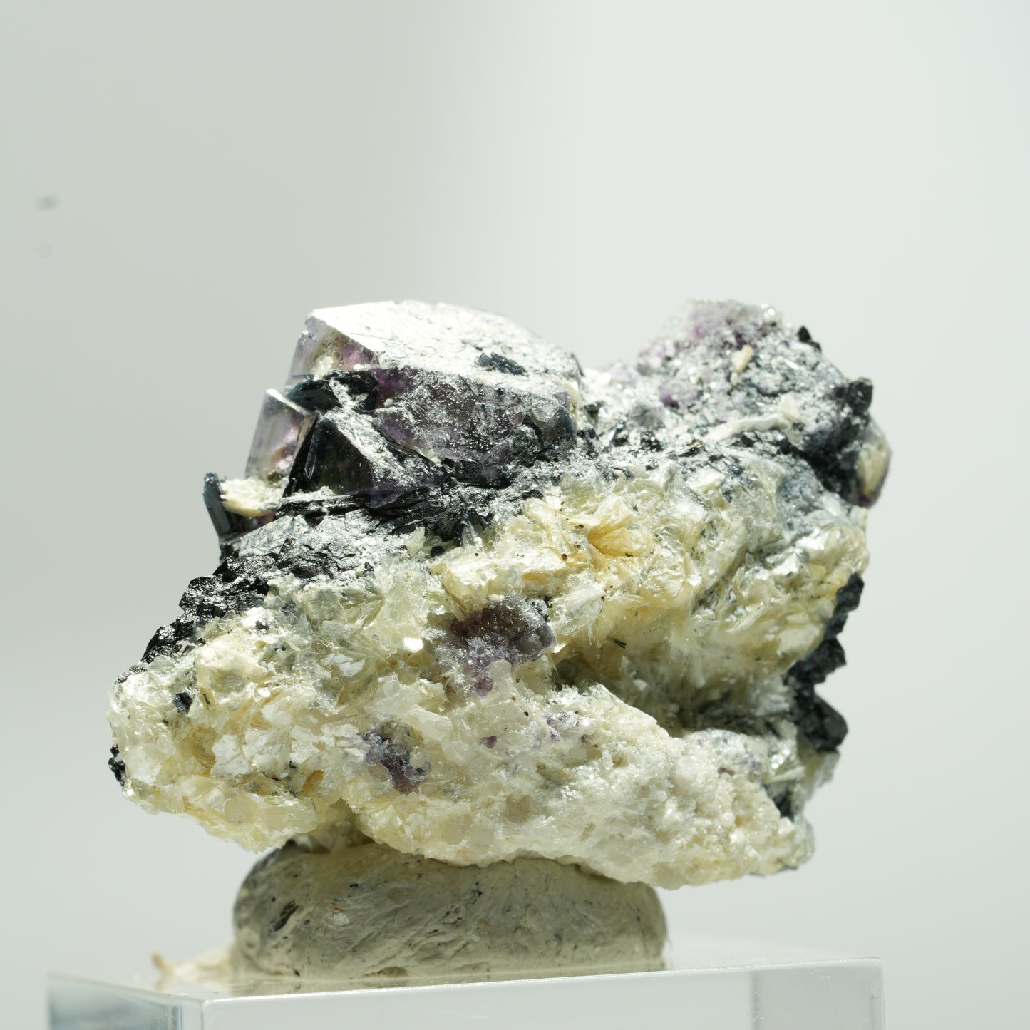 Bunte Phantom Fluorit Würfel, Schörl Turmalin, Muskovit Erongo, Namibia 37*28*26mm #13651