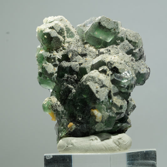 Phantom Fluorit hexagonal, Schörl Turmalin, Muskovit, Hyalit Erongo, Namibia 53*42*30mm #13653